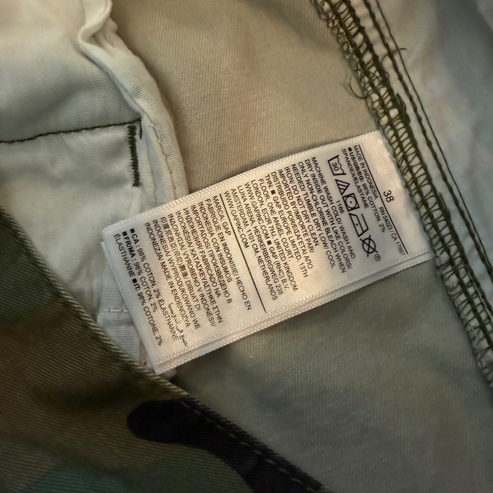 Gap Green Camo 11 Inch Cargo Shorts Men Size 38 Woodland Camouflage Cotton Baggy - Picture 6 of 13